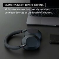 Sony WH-1000XM5 Los mejores auriculares inalámbricos con cancelación de ruido, hechos de cuero sintético de ajuste suave, procesador integrado V1, con 4 micrófonos de formación de haz, batería de  Electrónica - Image 8