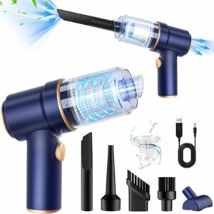 KMM Aspiradora de mano para automóvil, aspiradora de 9000 Pa y plumero de aire, aspiradora de mano de alta potencia de 120 W en seco y húmedo con luz LED y múltiples boquillas para automóvil, hogar,  Automotriz