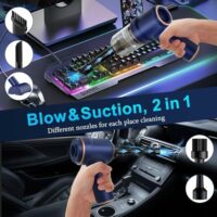 KMM Aspiradora de mano para automóvil, aspiradora de 9000 Pa y plumero de aire, aspiradora de mano de alta potencia de 120 W en seco y húmedo con luz LED y múltiples boquillas para automóvil, hogar,  Automotriz - Image 2