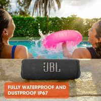 JBL Flip 6- Altavoz Bluetooth portátil, sonido potente, graves profundos, resistente al agua IPX7, 12 hs de reproducción, PartyBoost p/emparejar múltiples altavoces; p/hogar, exteriores, viajes (gris)  Electrónica - Image 13