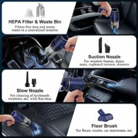 KMM Aspiradora de mano para automóvil, aspiradora de 9000 Pa y plumero de aire, aspiradora de mano de alta potencia de 120 W en seco y húmedo con luz LED y múltiples boquillas para automóvil, hogar,  Automotriz - Image 6