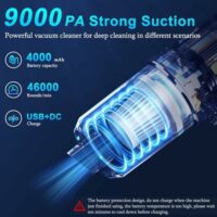 KMM Aspiradora de mano para automóvil, aspiradora de 9000 Pa y plumero de aire, aspiradora de mano de alta potencia de 120 W en seco y húmedo con luz LED y múltiples boquillas para automóvil, hogar,  Automotriz - Image 10
